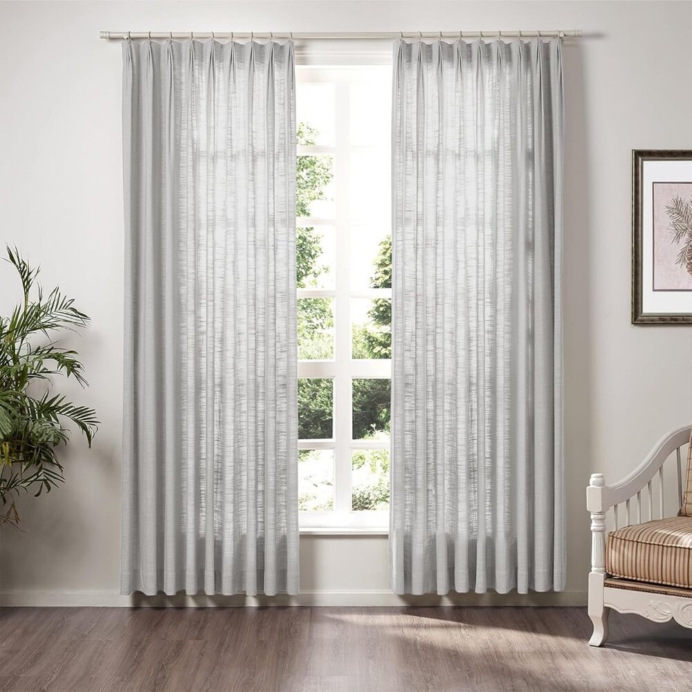 New TWOPAGES 50 W x 96 L Triple Tailor Pleated Curtain - Fog (2 Panels)